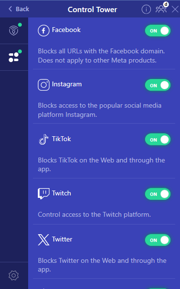 PrivadoVPN social blocking features