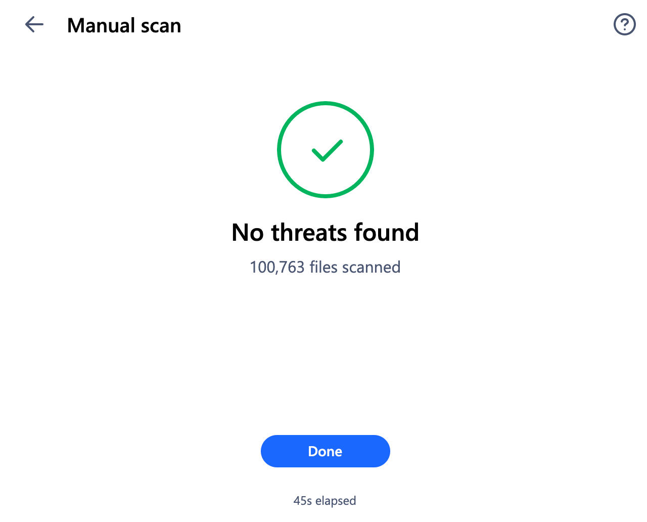 Aura Antivirus full scan results (no threats found)