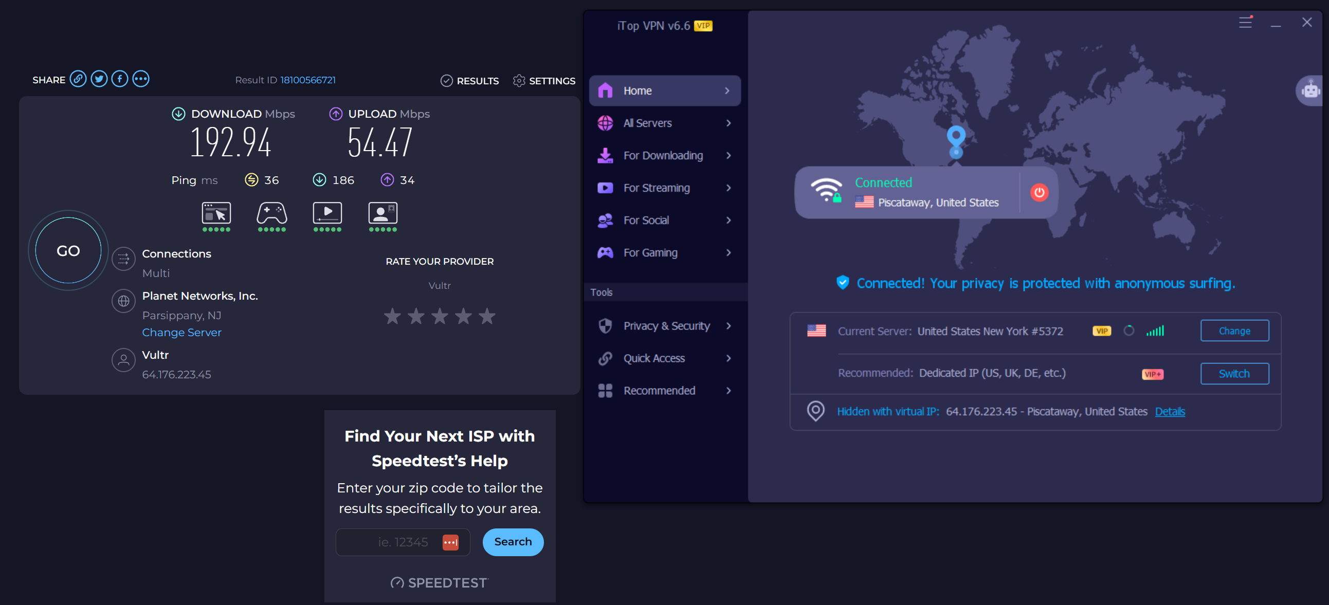 iTop Can to US Speed Test