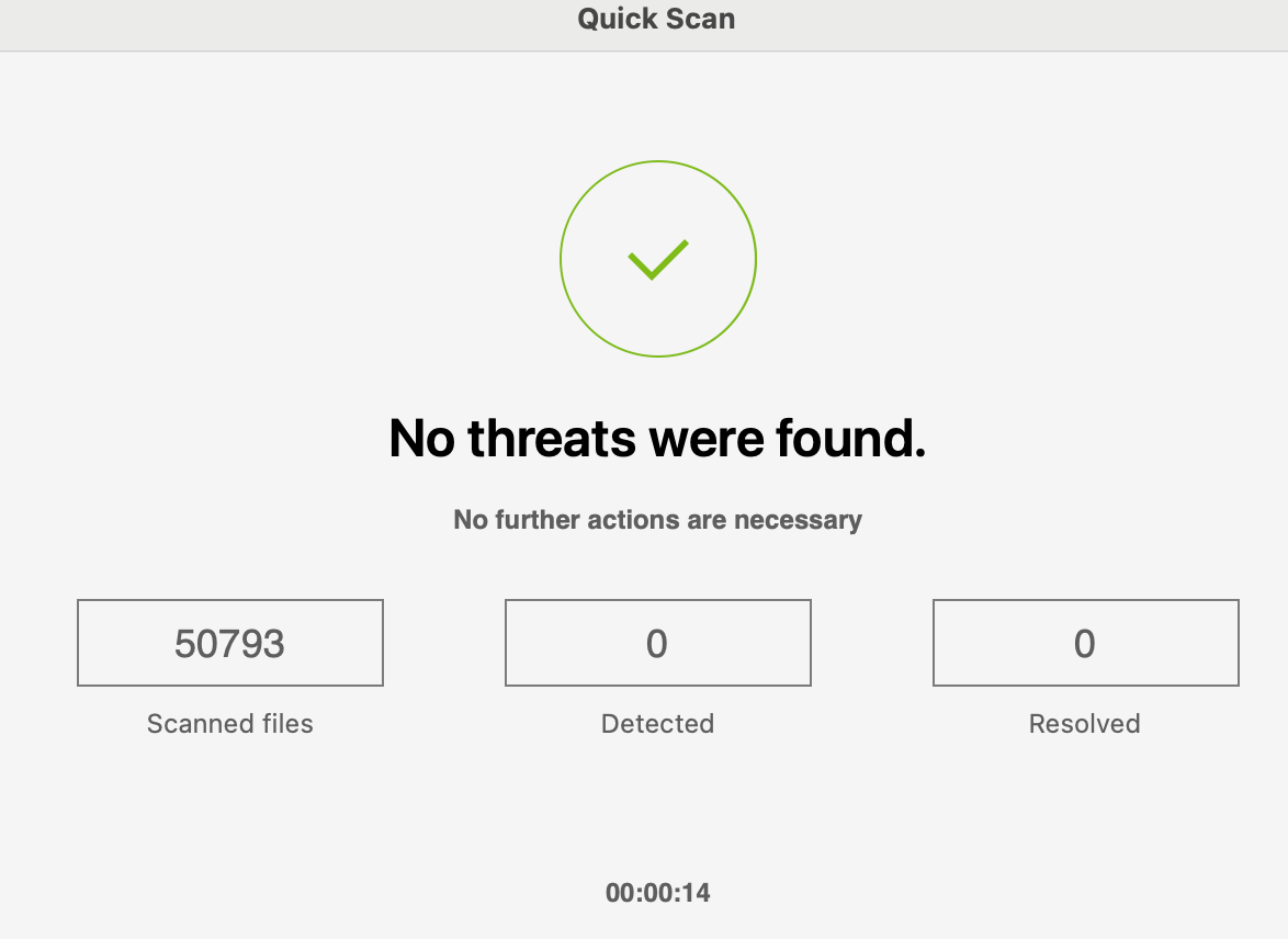 Bitdefender's quick scan results (no threats detected)