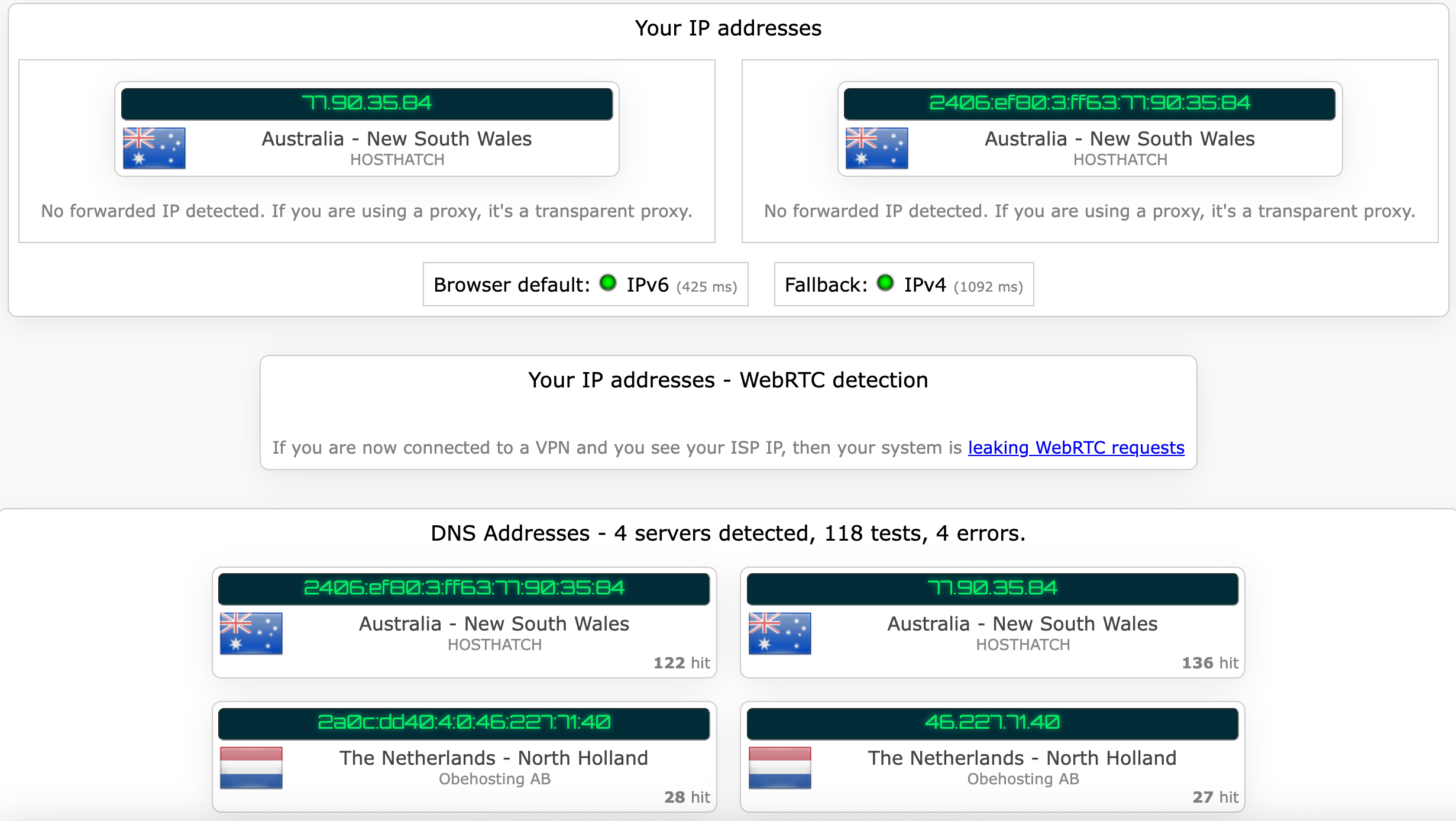 Malwarebytes Privacy VPN's kill switch test results (pass)