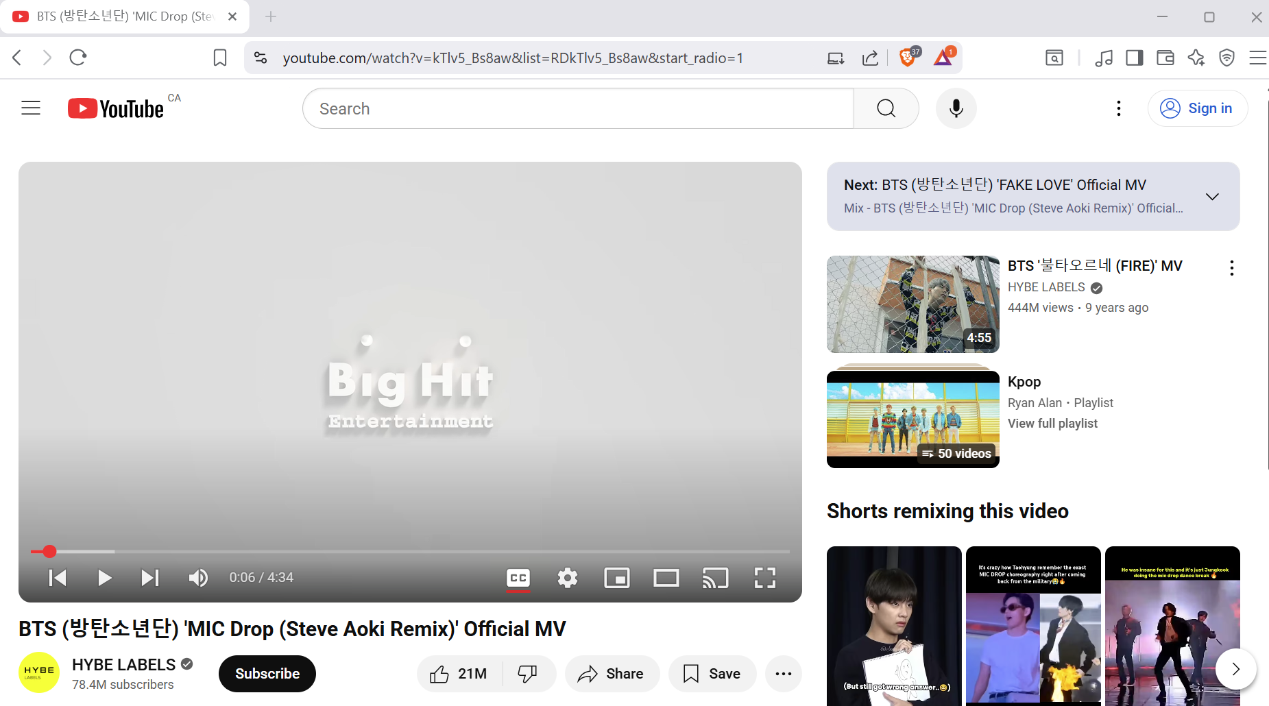 Brave browser blocking ads on YouTube
