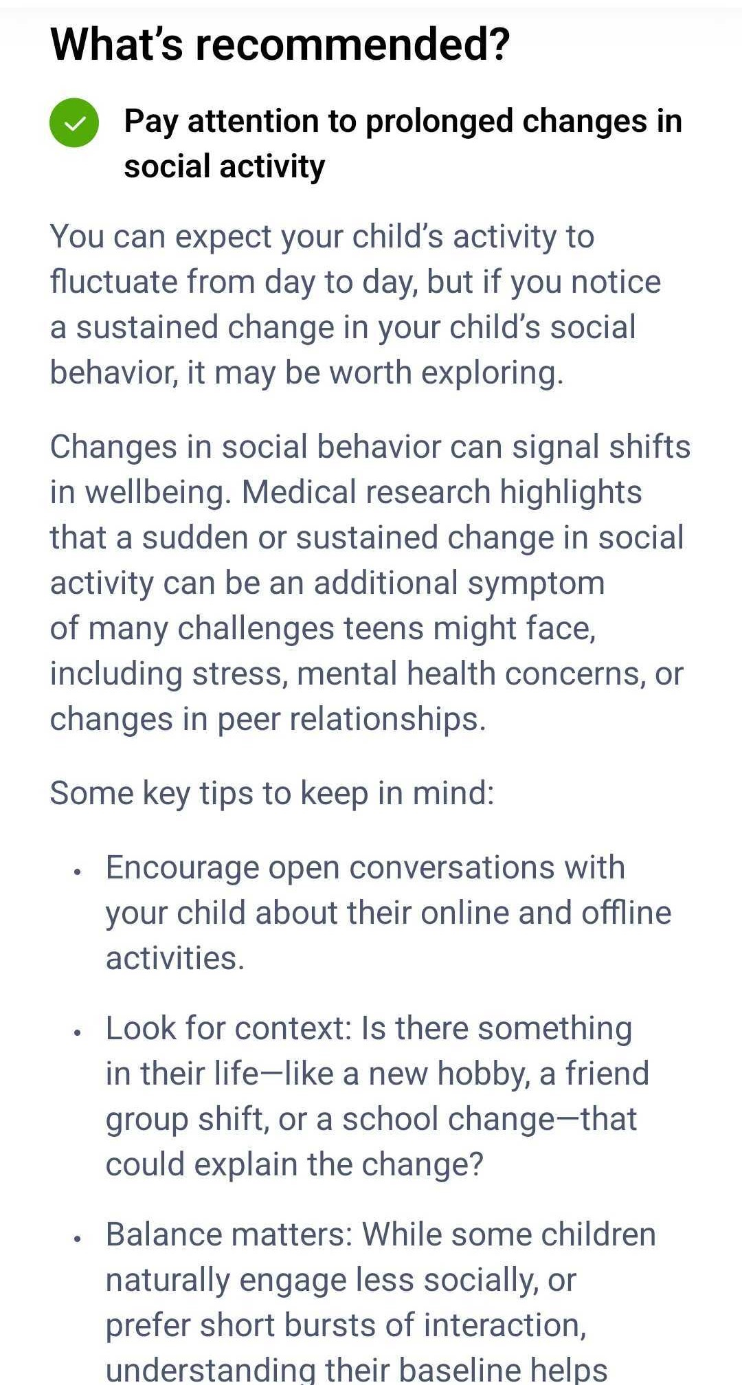 Aura Parental Controls recommendations for parents of Focused Texters
