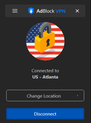 AdBlock VPN connected to nearest location 