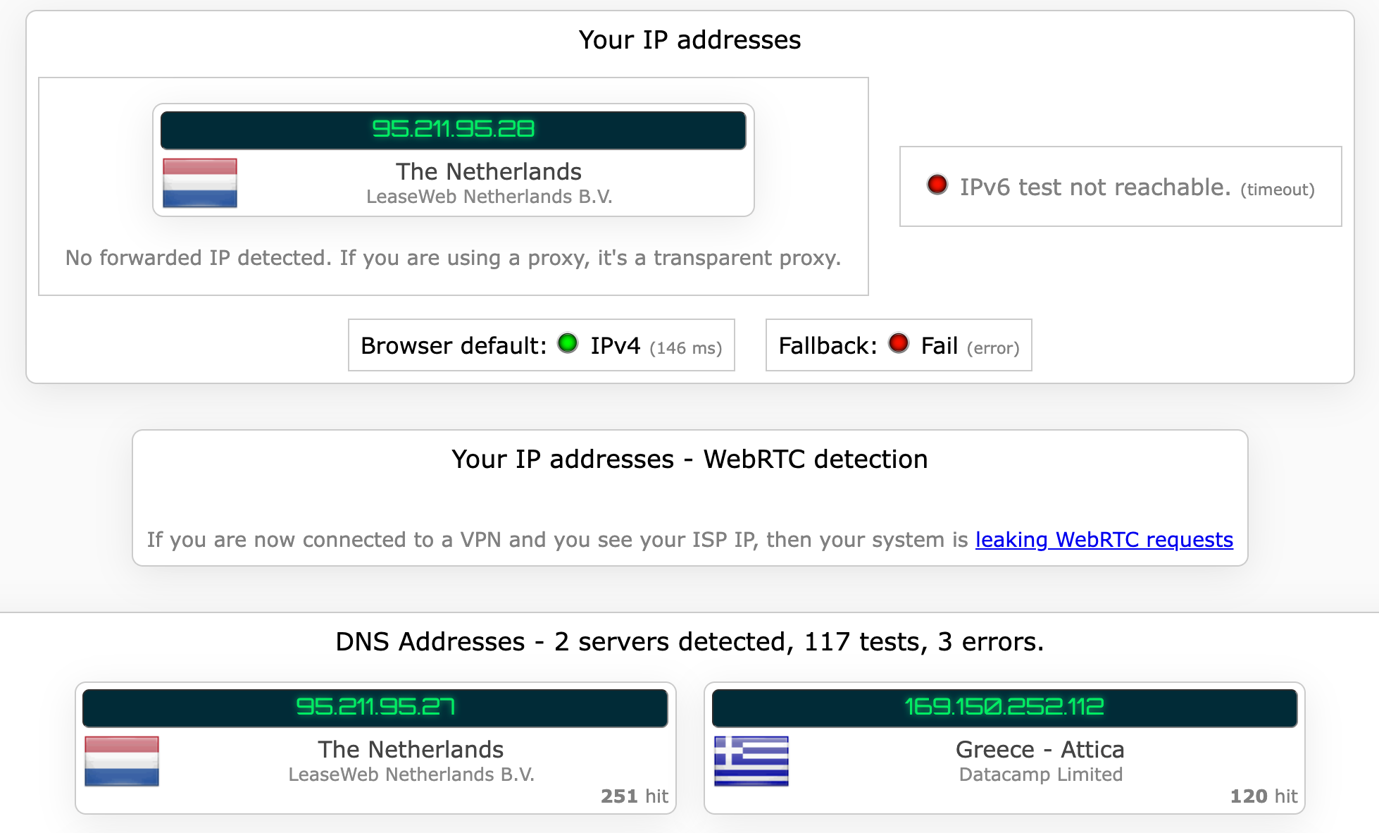 IVPN's kill switch test results (passed)