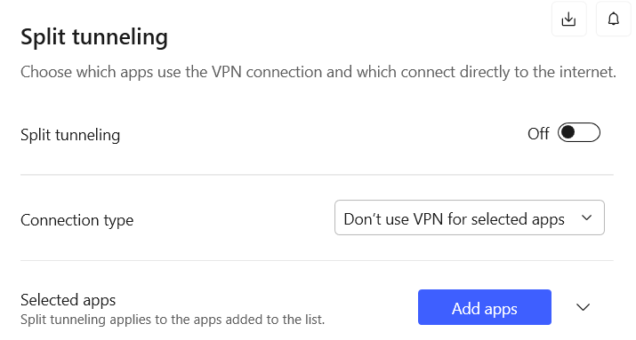 NordVPN split tunneling settings