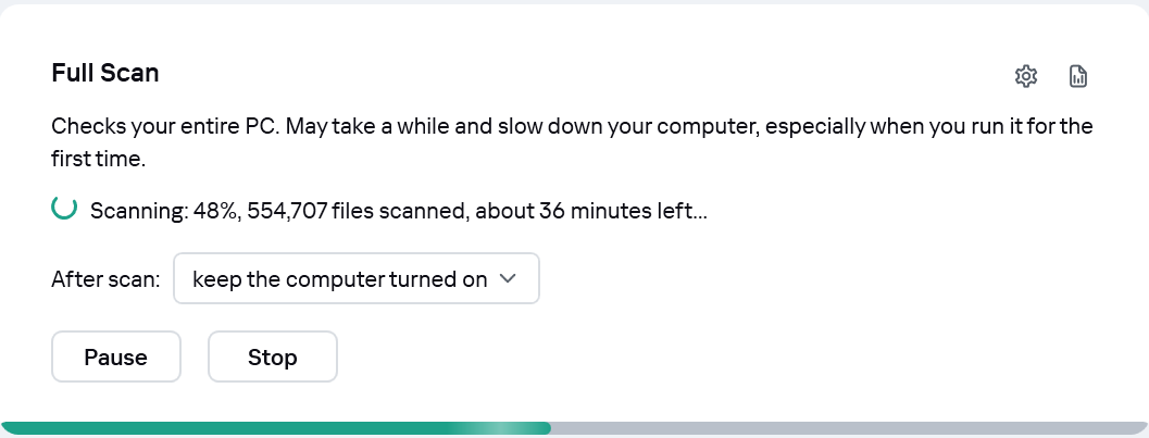 Kaspersky full scan ongoing