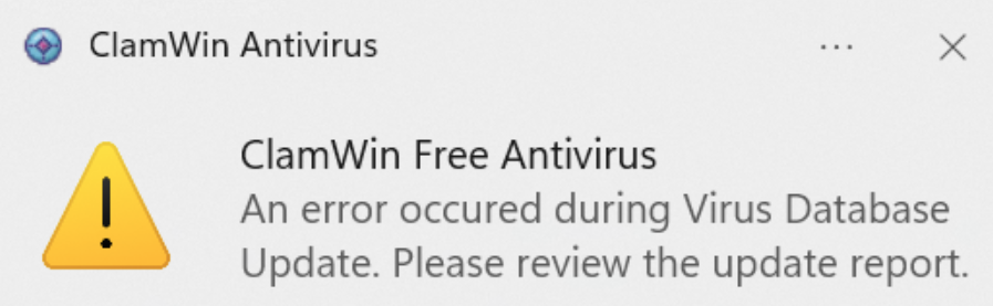 ClamWin error message