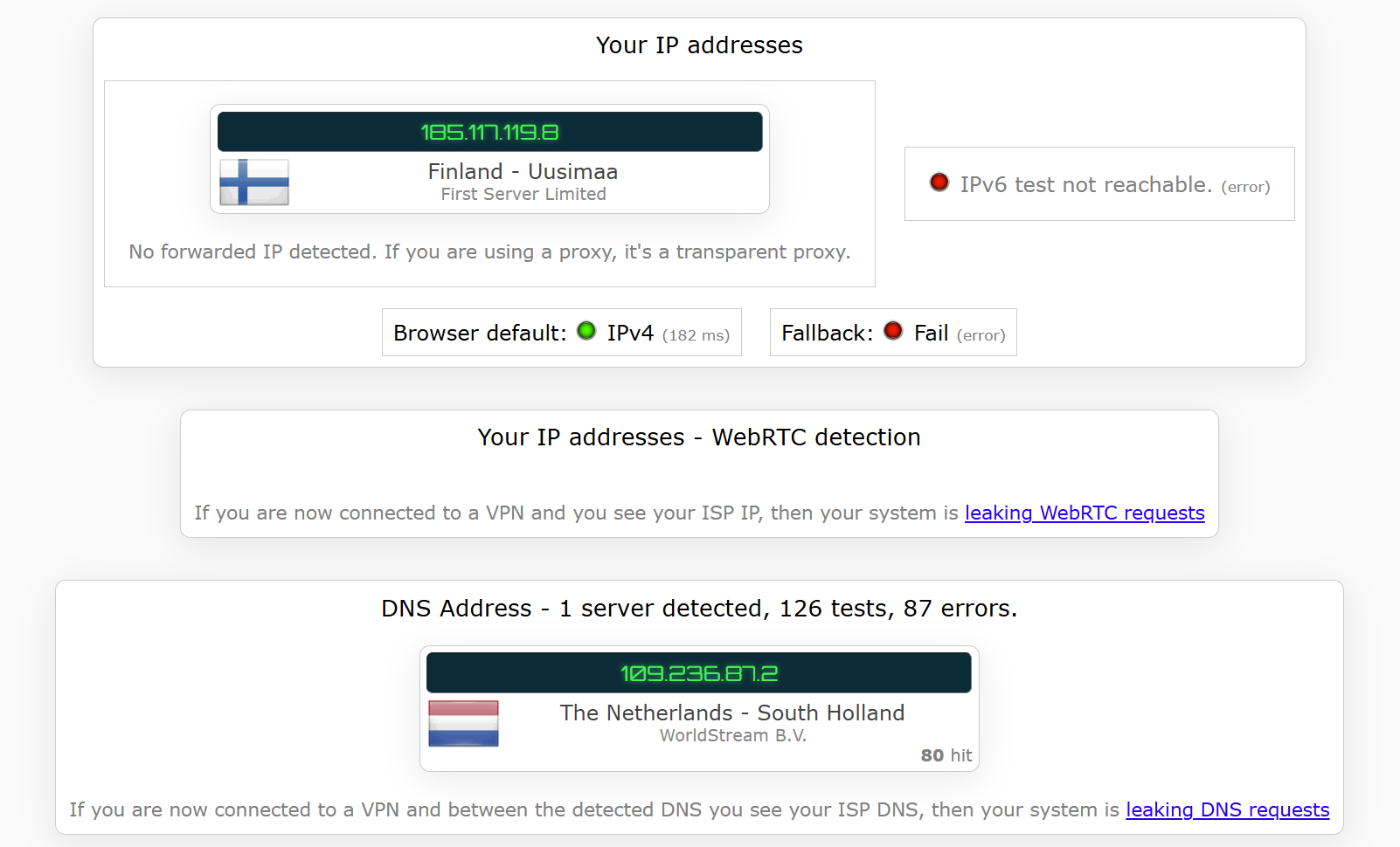 Trust.Zone VPN's kill switch test results (passed)