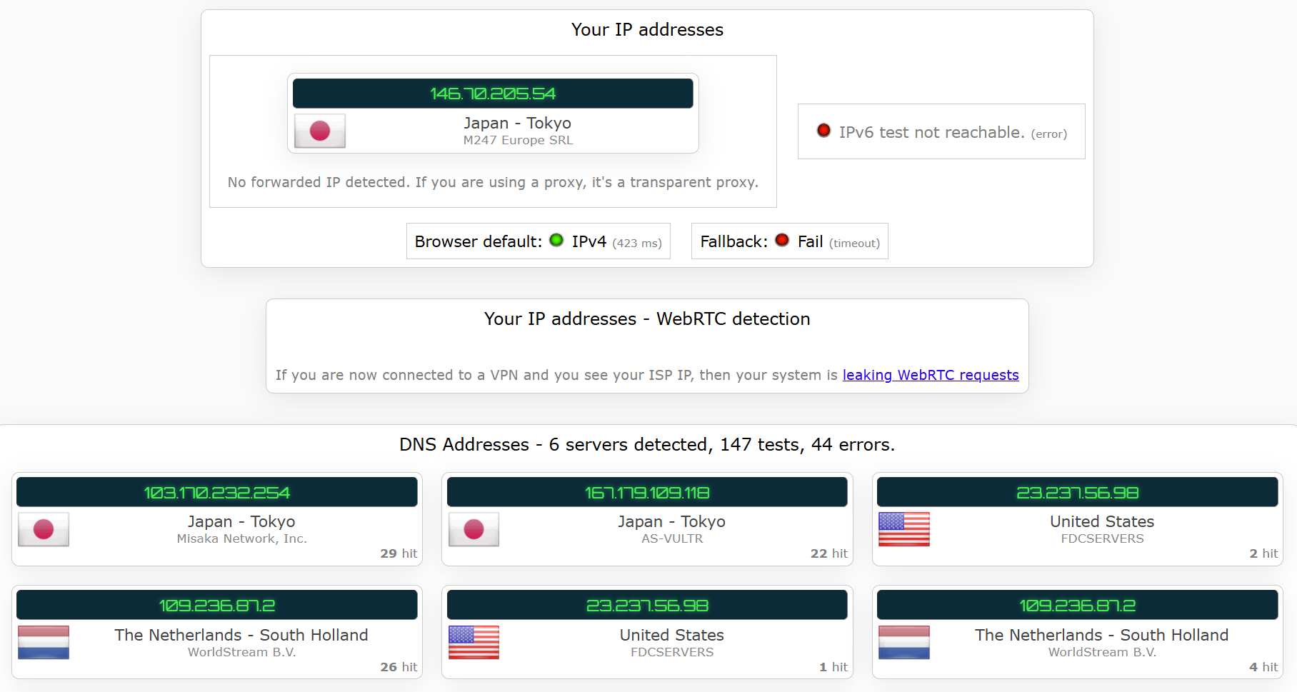 ClearVPN's kill switch test results (passed).