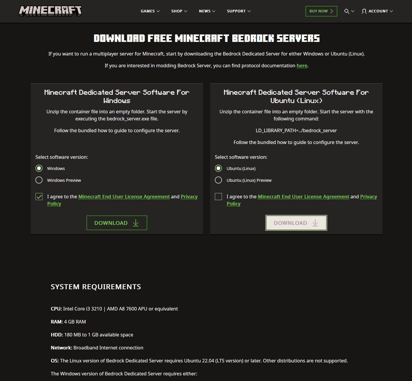 Download directions for Minecraft and Linux