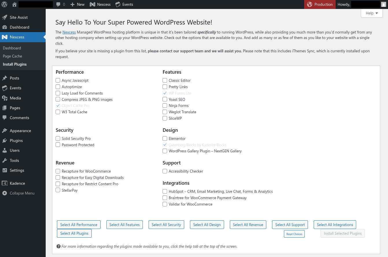 Liquid Web nexcess plugin installation panel