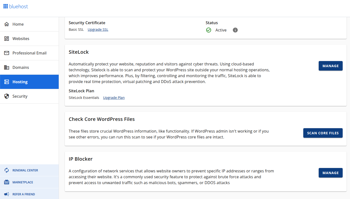 Bluehost security