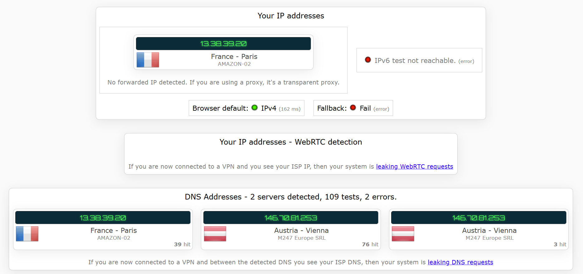 Norton Secure VPN's kill switch test results (pass). 