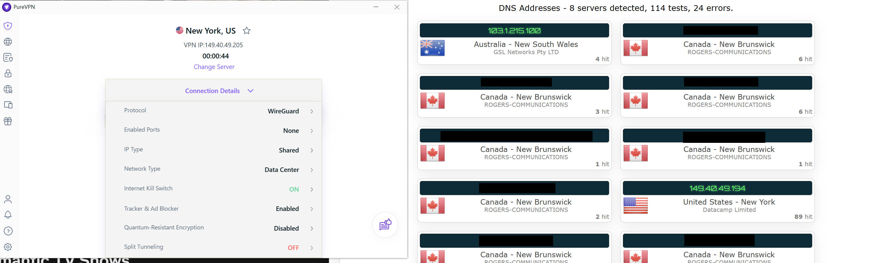 PureVPN kill switch test failed