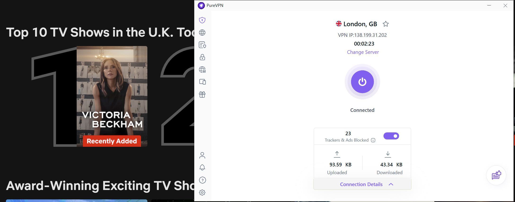 PureVPN UK Netflix test
