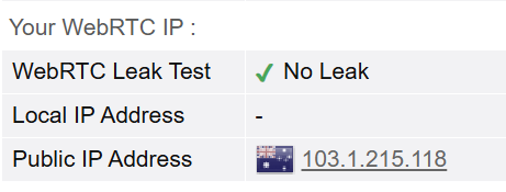 PureVPN WebRTC Leak Test Pass