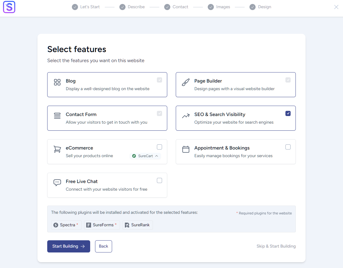ScalaHosting AI builder step 7