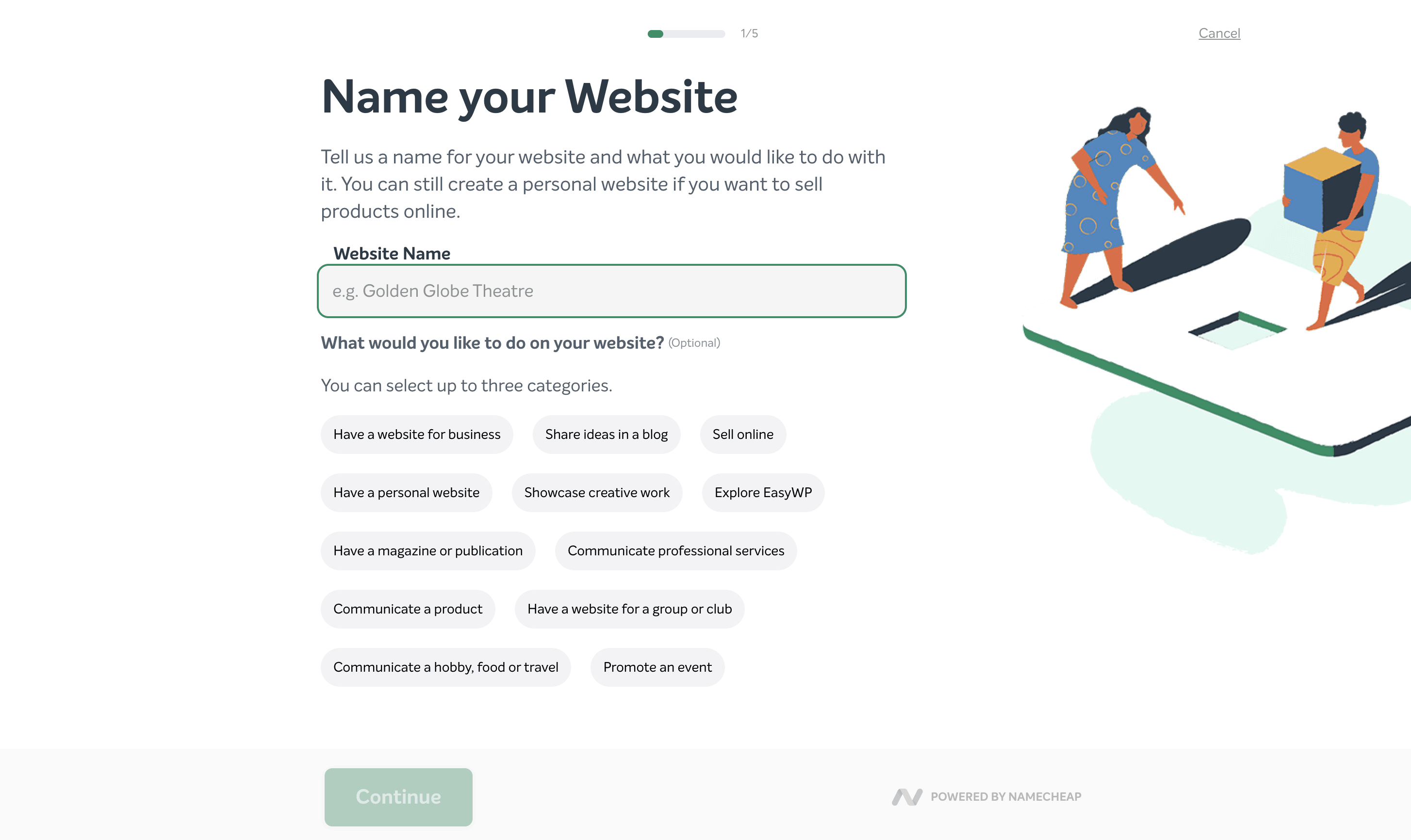 Namecheap setup wizard step 2
