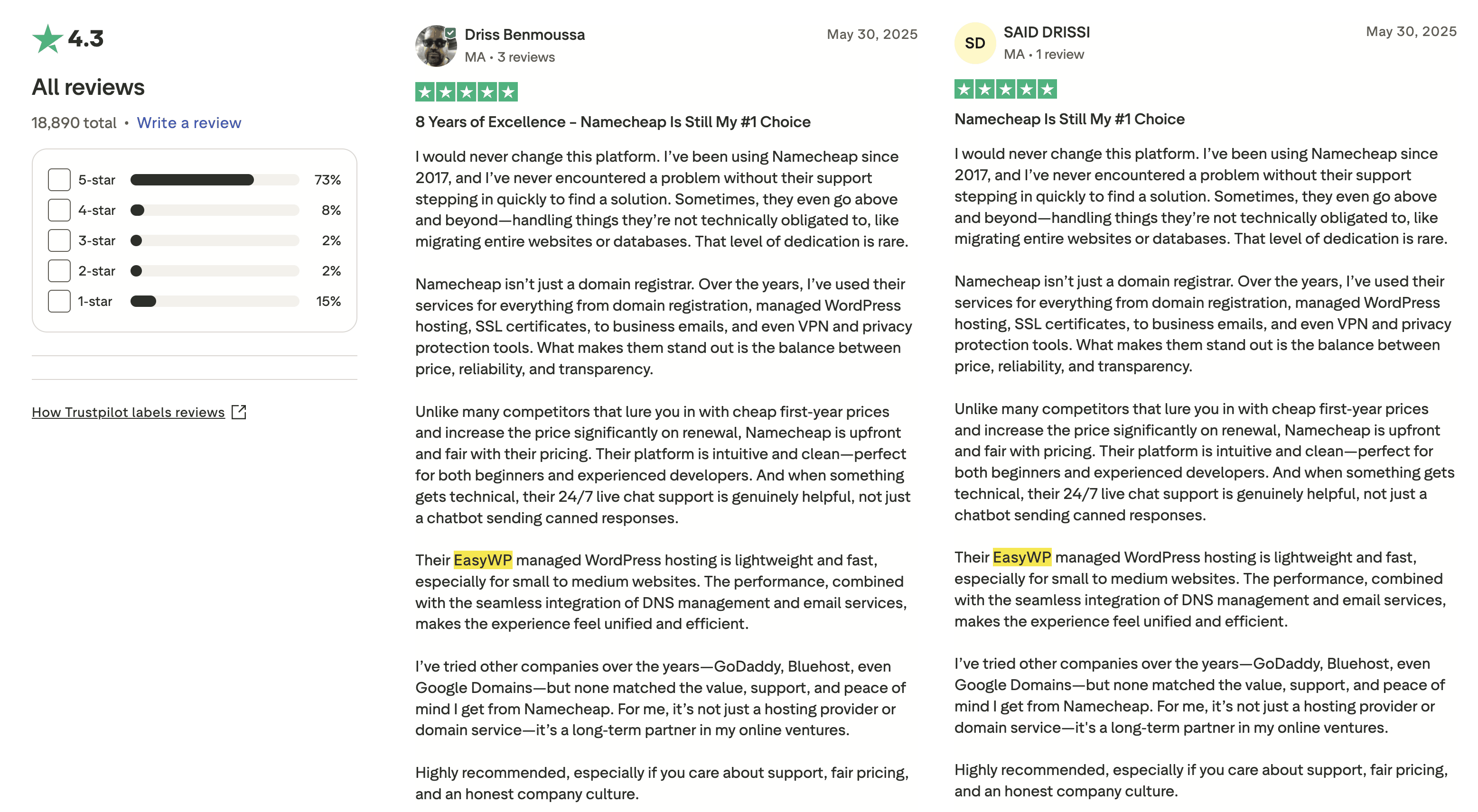 Suspicious Trustpilot reviews