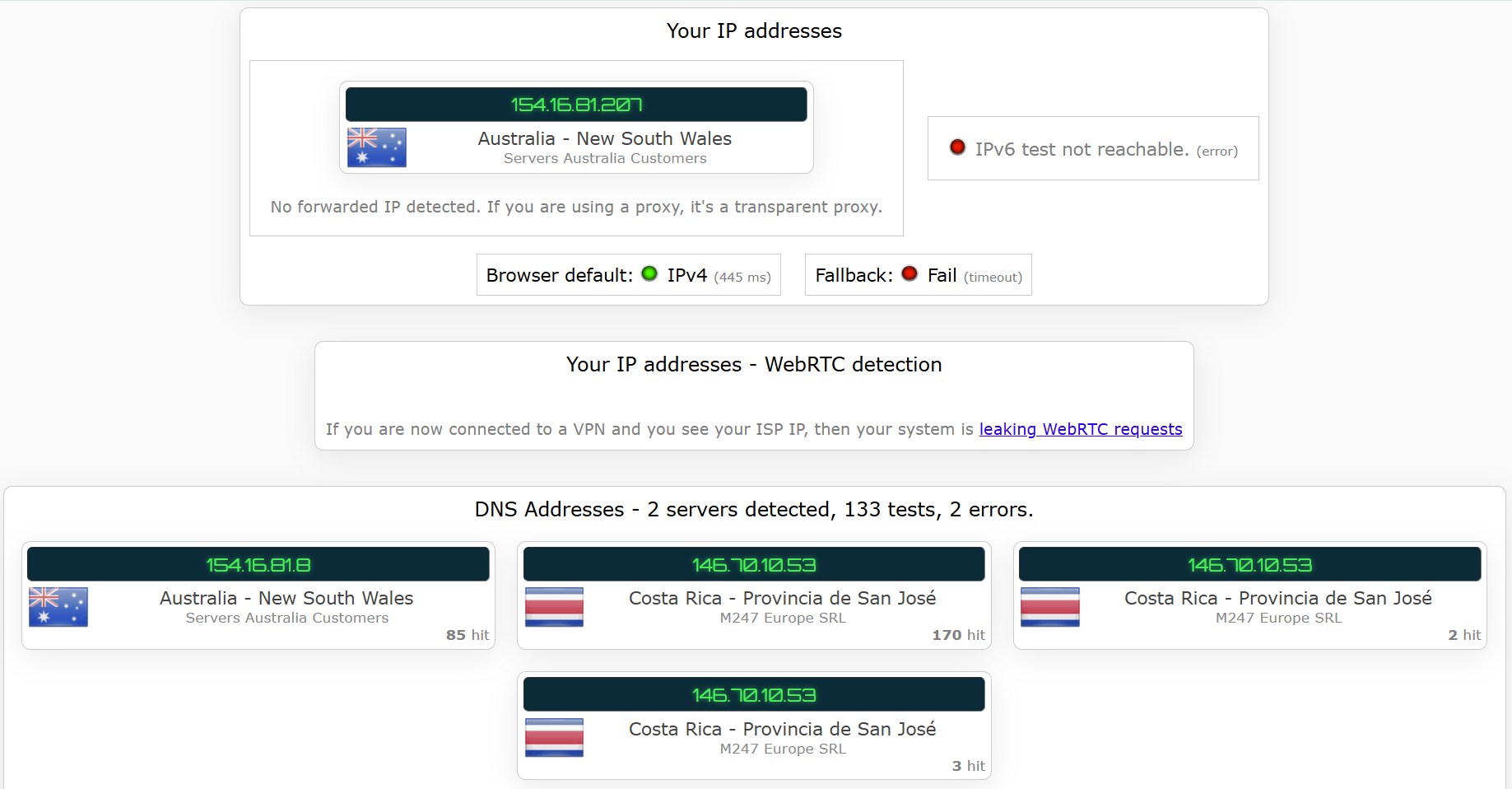 Private Internet Access's kill switch test results (pass)