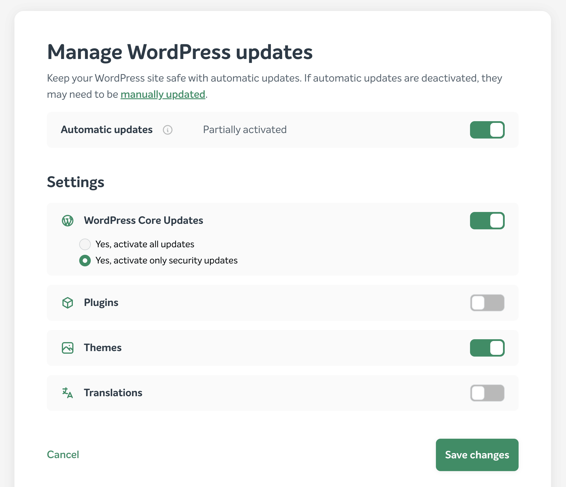 Turning on auto updates
