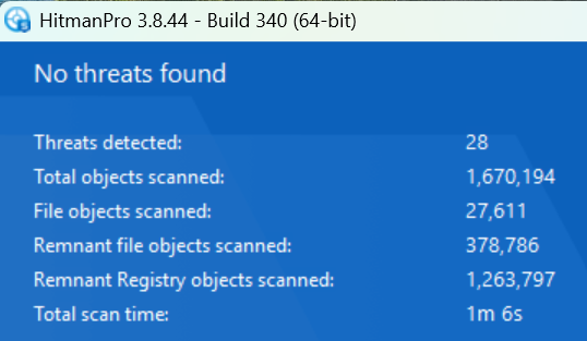 HitmanPro.Alert scan results