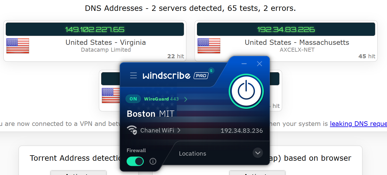 Windscribe passing kill switch test