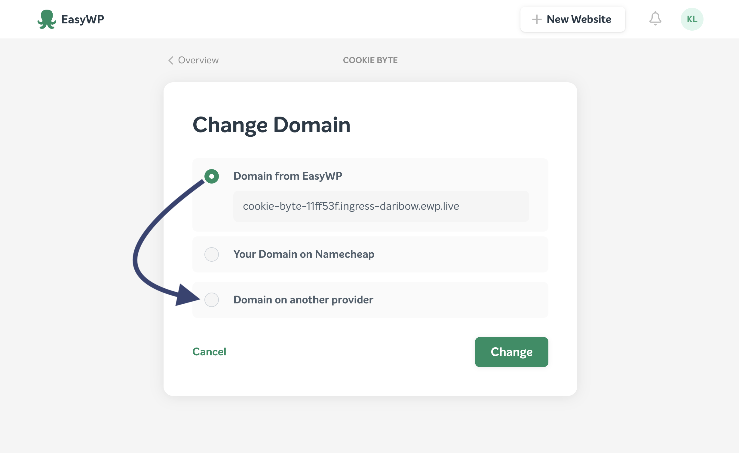 Change domain from test domain to real