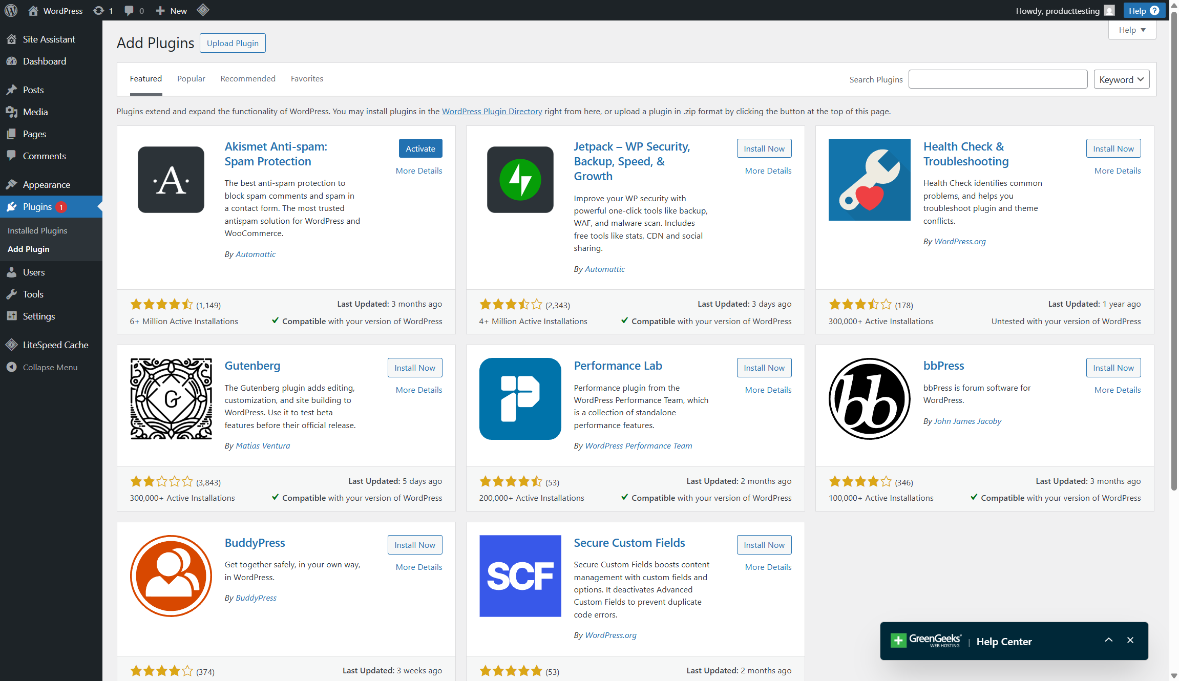 GreenGeeks feature Wordpress