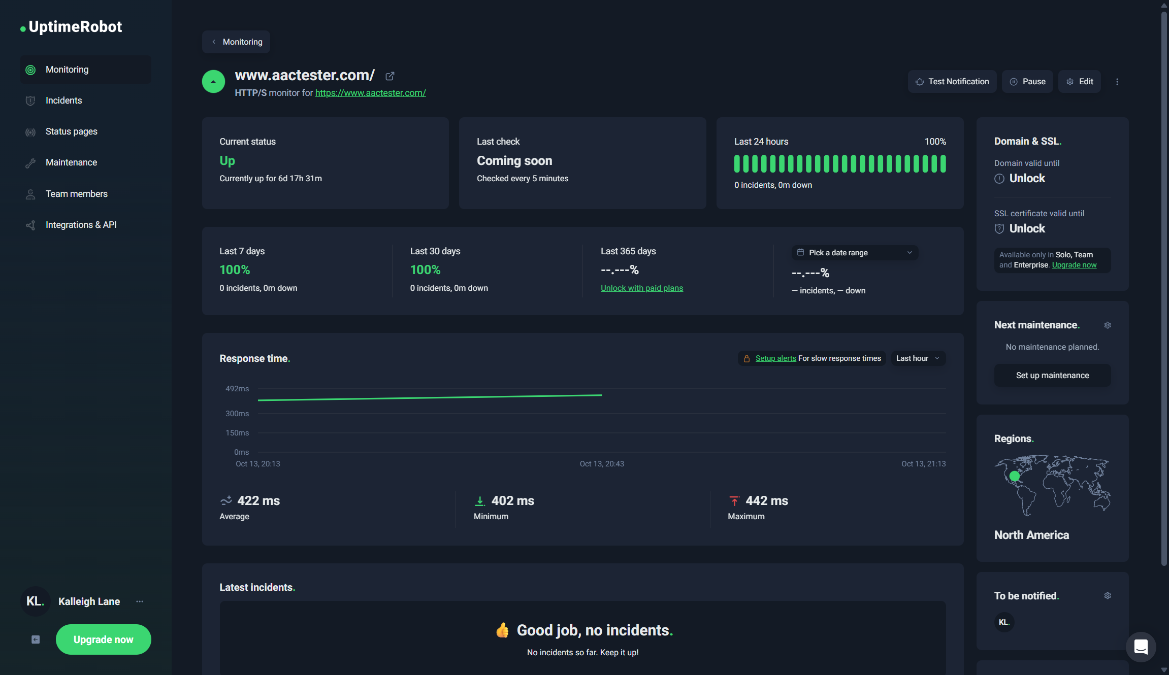 GreenGeeks uptime