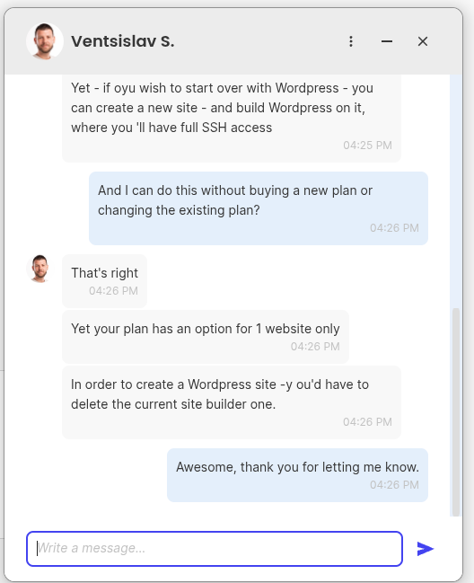 SiteGround support chat