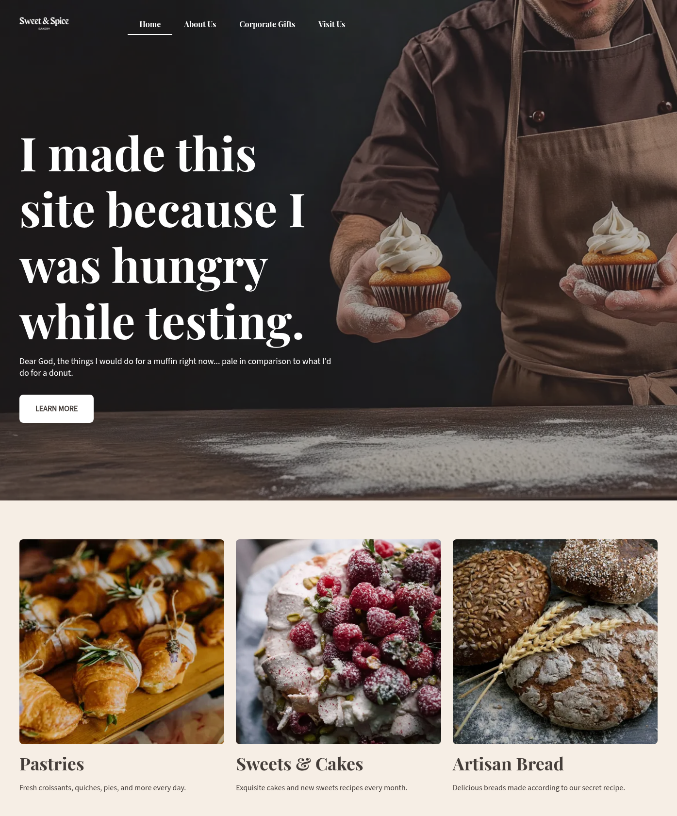 SiteGround test site home page cropped