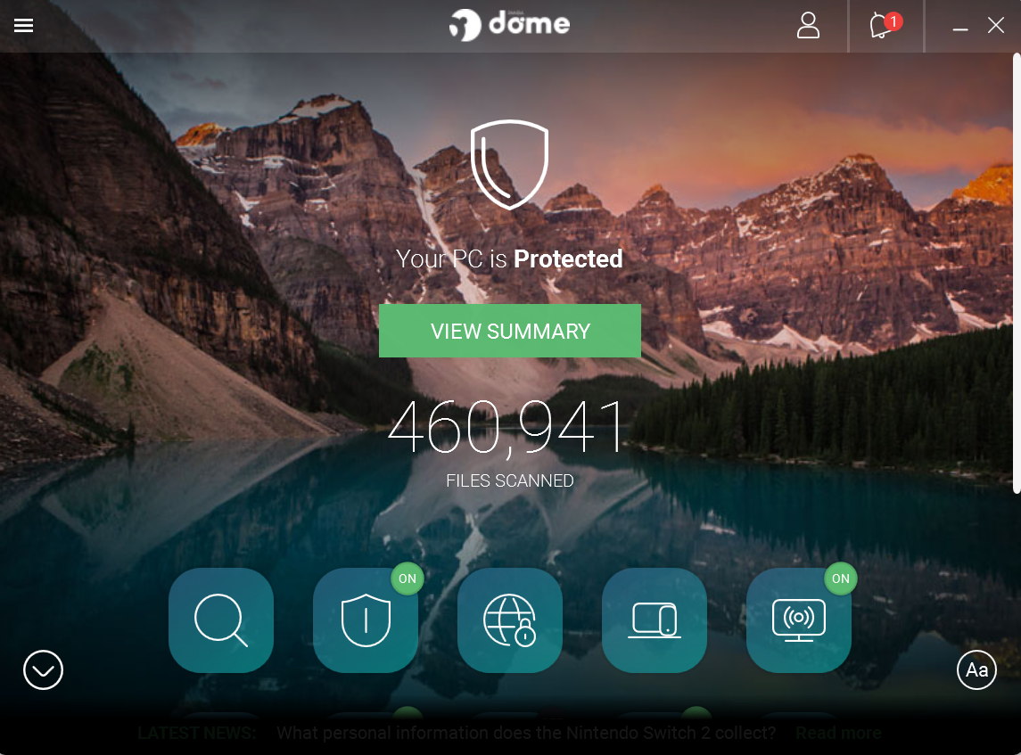 Panda Dome main dashboard