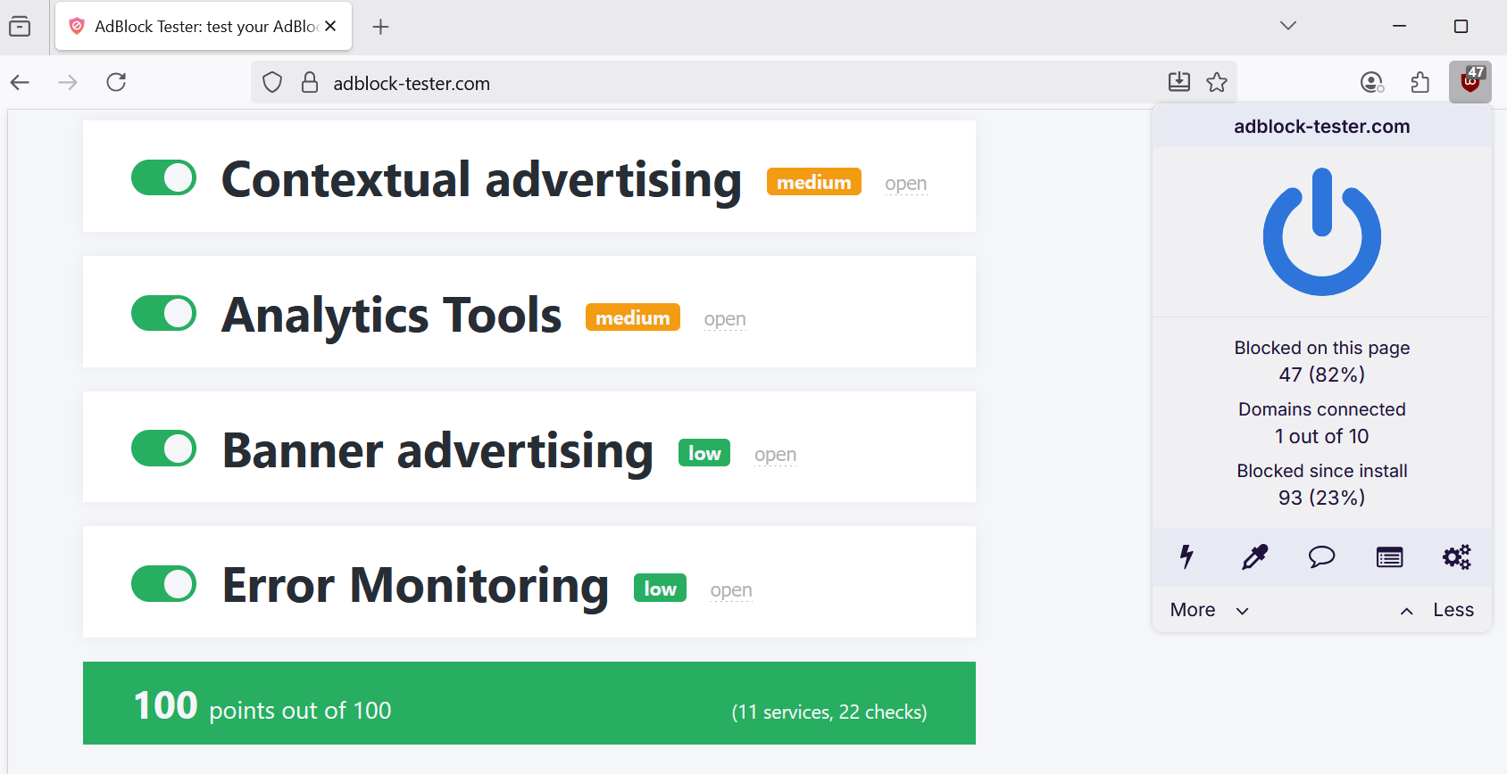 uBlock Origin Adblock Tester Oct 2025