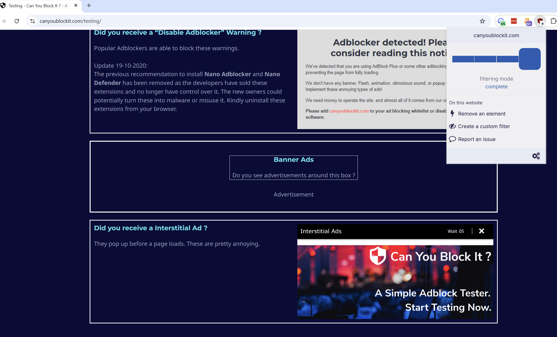 uBlock Origin Lite can you block it test oct 2025