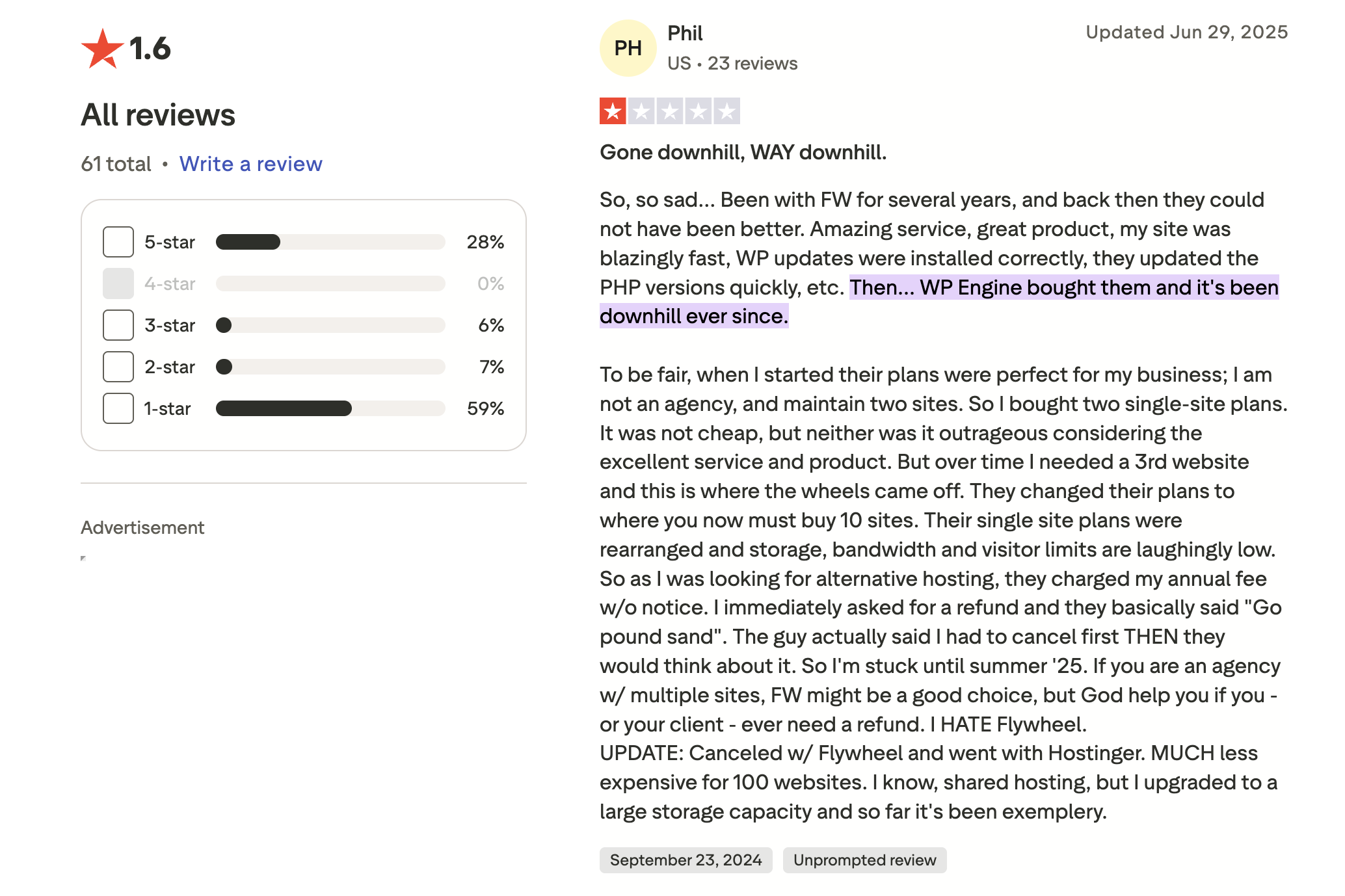 Flywheel trustpilot review