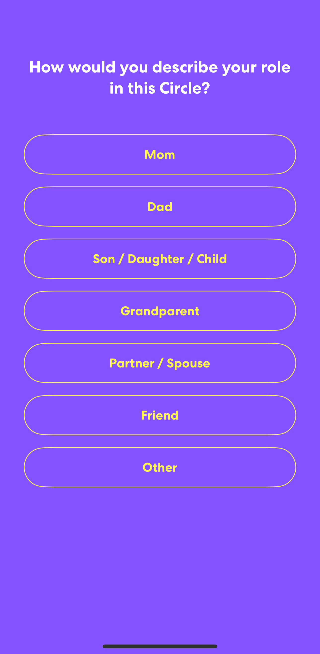 Life360 select role in Circle