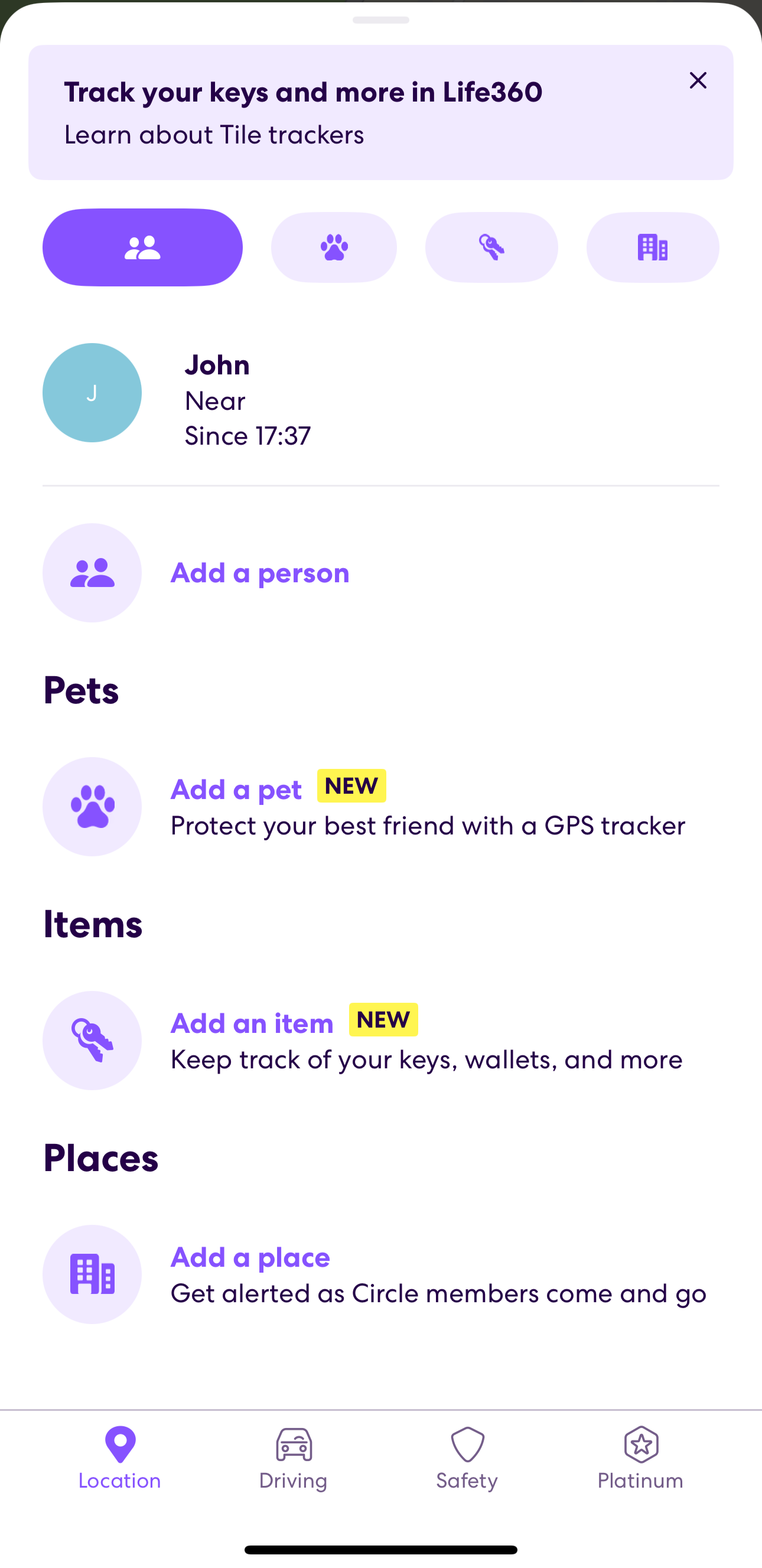 Life360 tracking dashboard for All About Cookies review