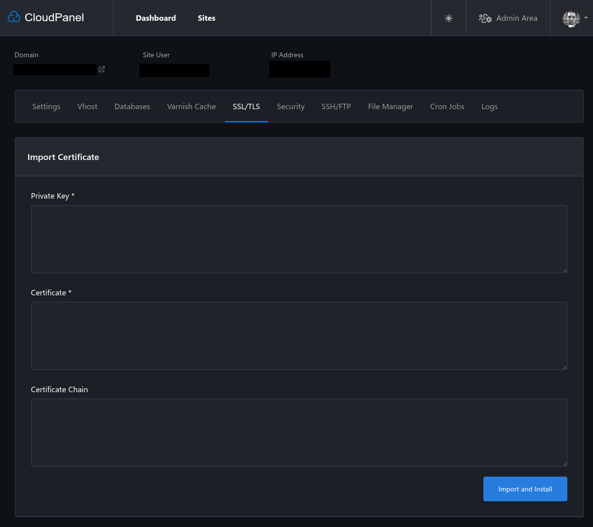 Cloudpanel file copy ui