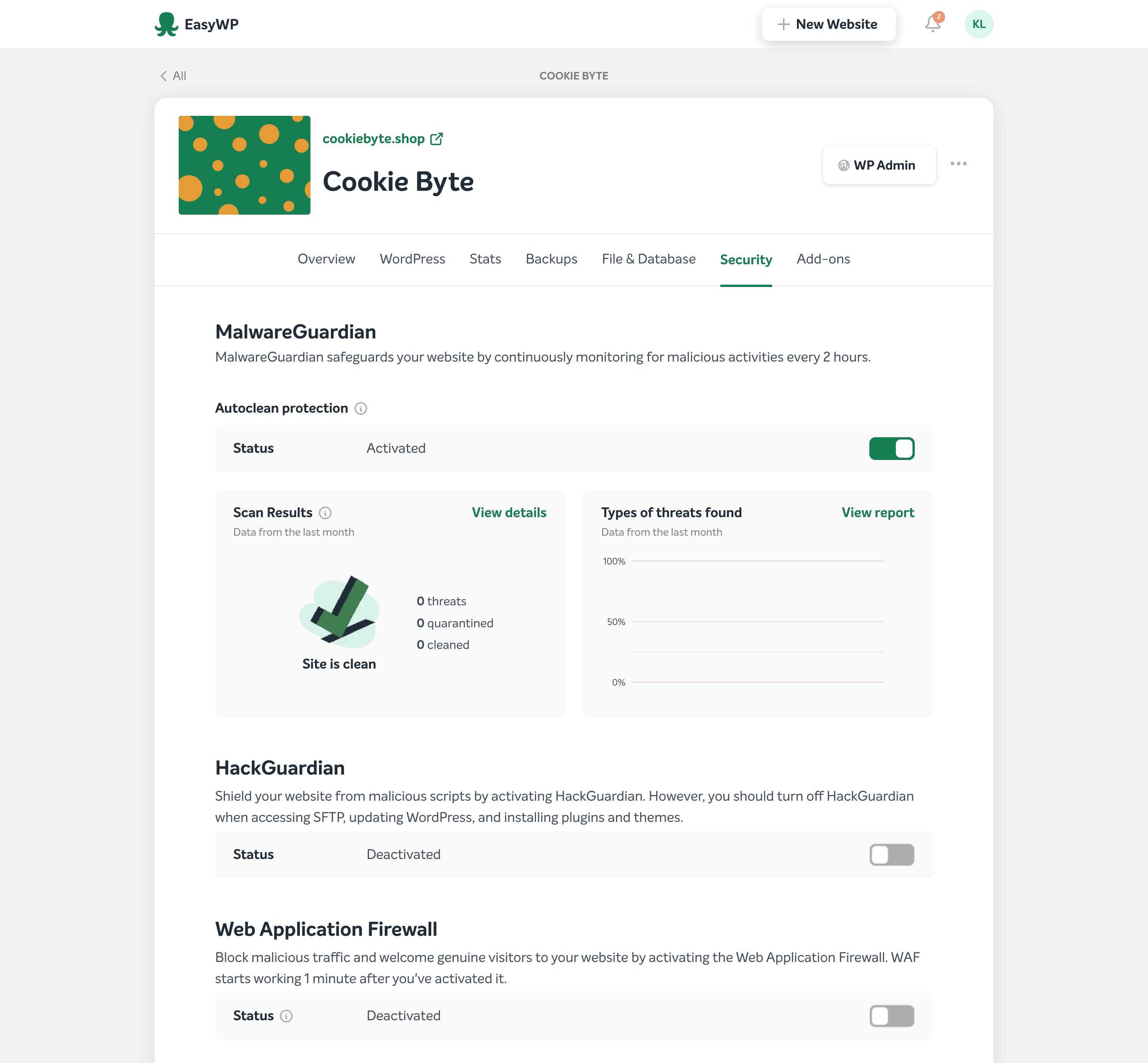 EasyWP dash security