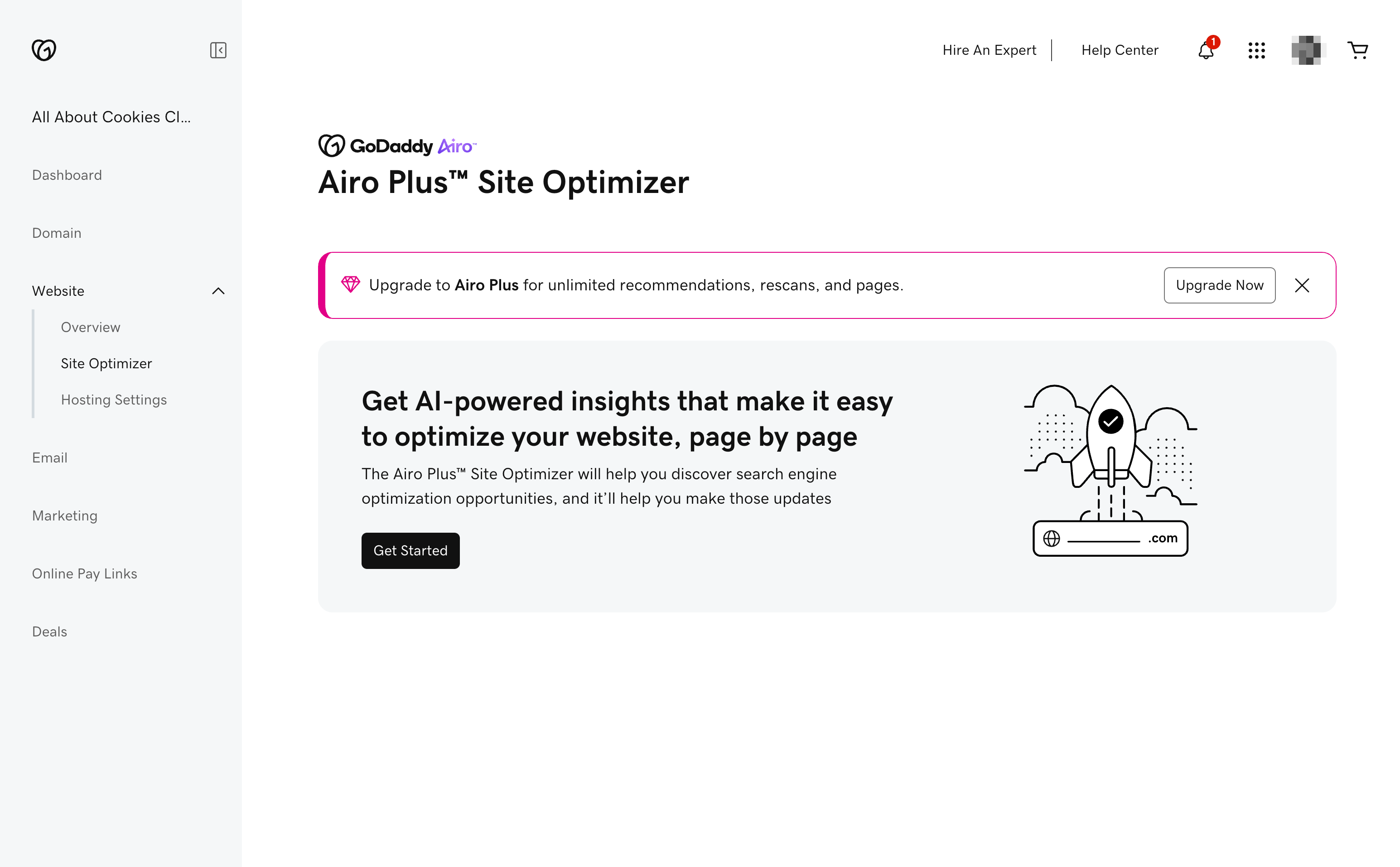 GoDaddy site optimizer