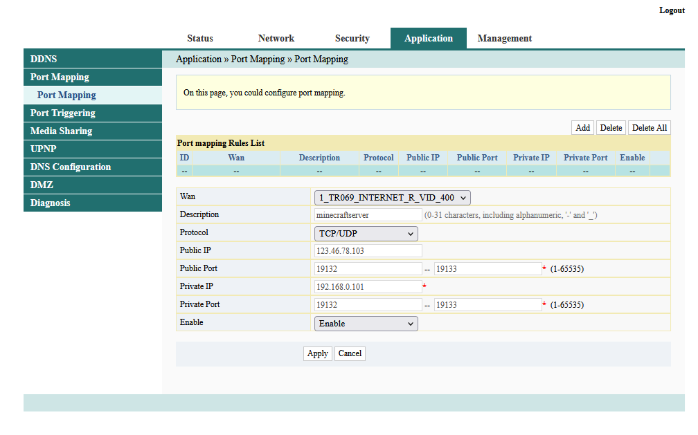 router port mapping