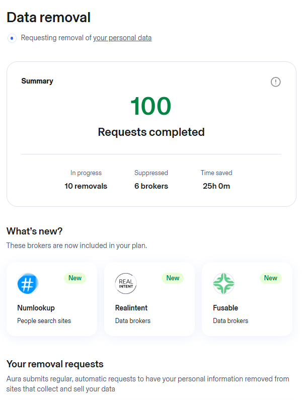 Aura Data Broker Removal November 2025