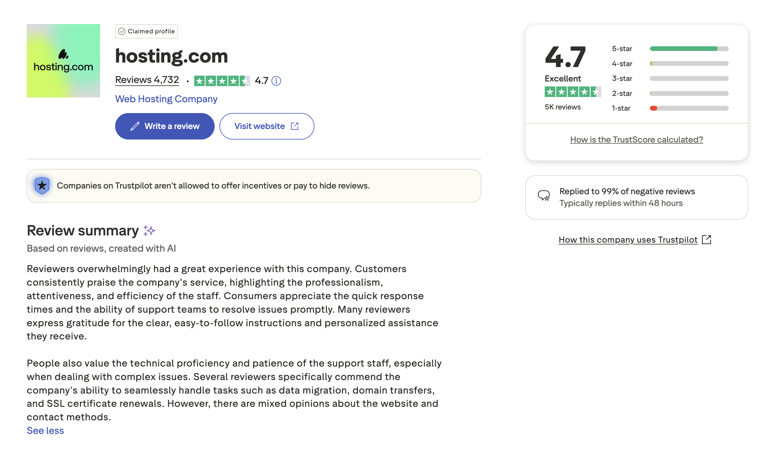 hosting trustpilot review