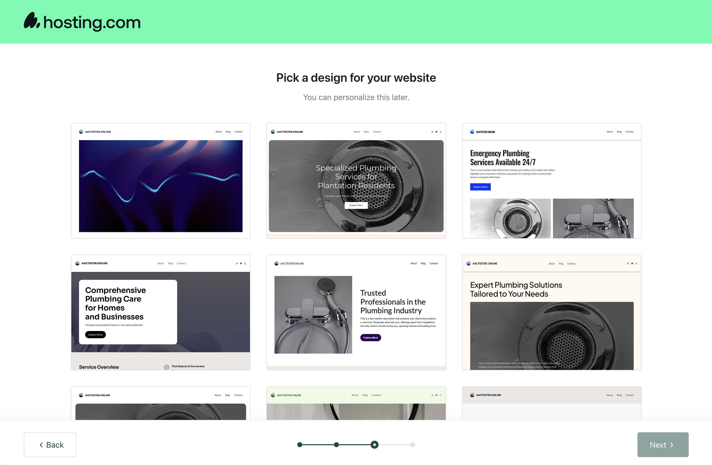 hosting.com setup wizard