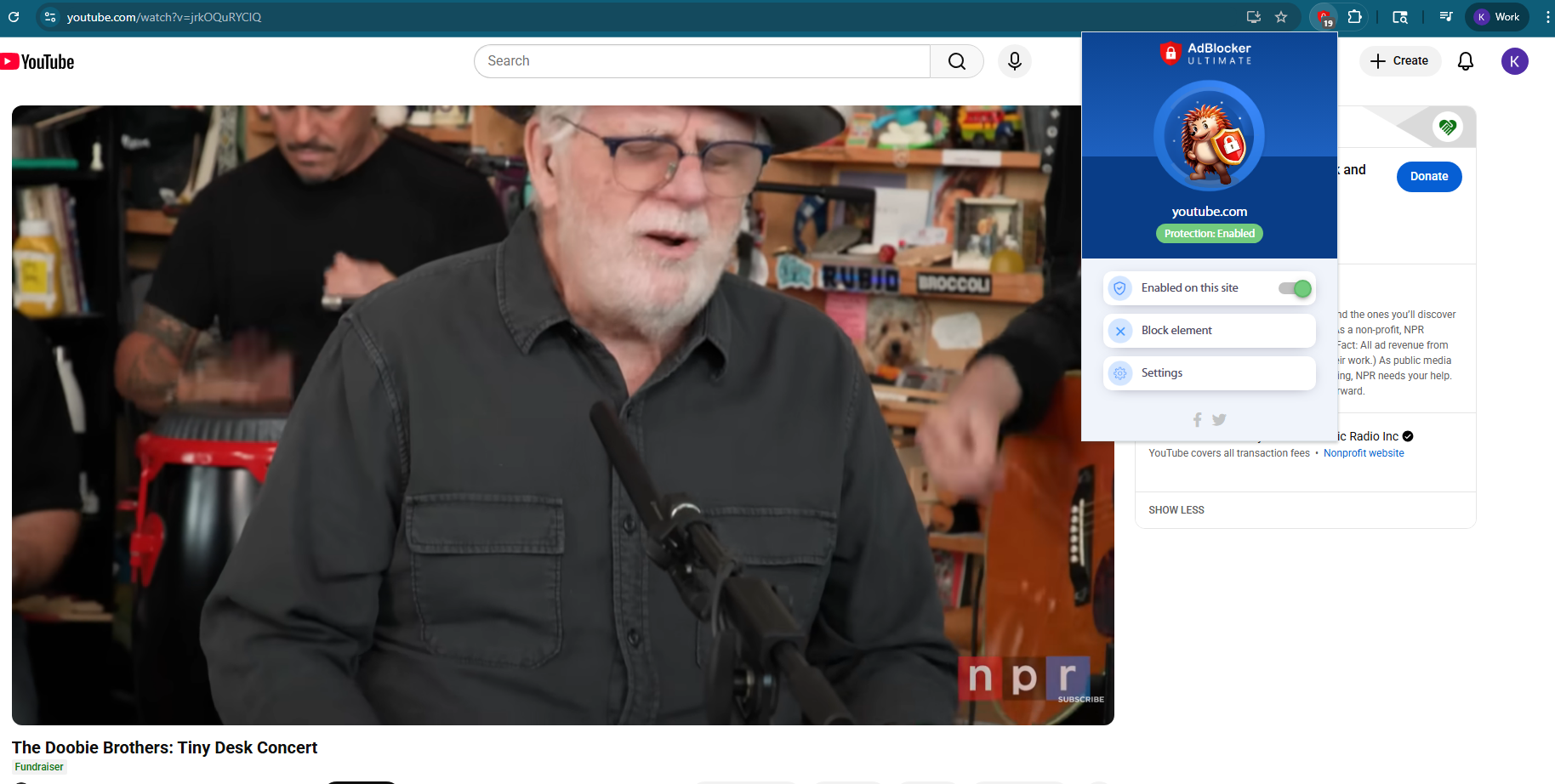 AdBlocker Ultimate block elements enabled