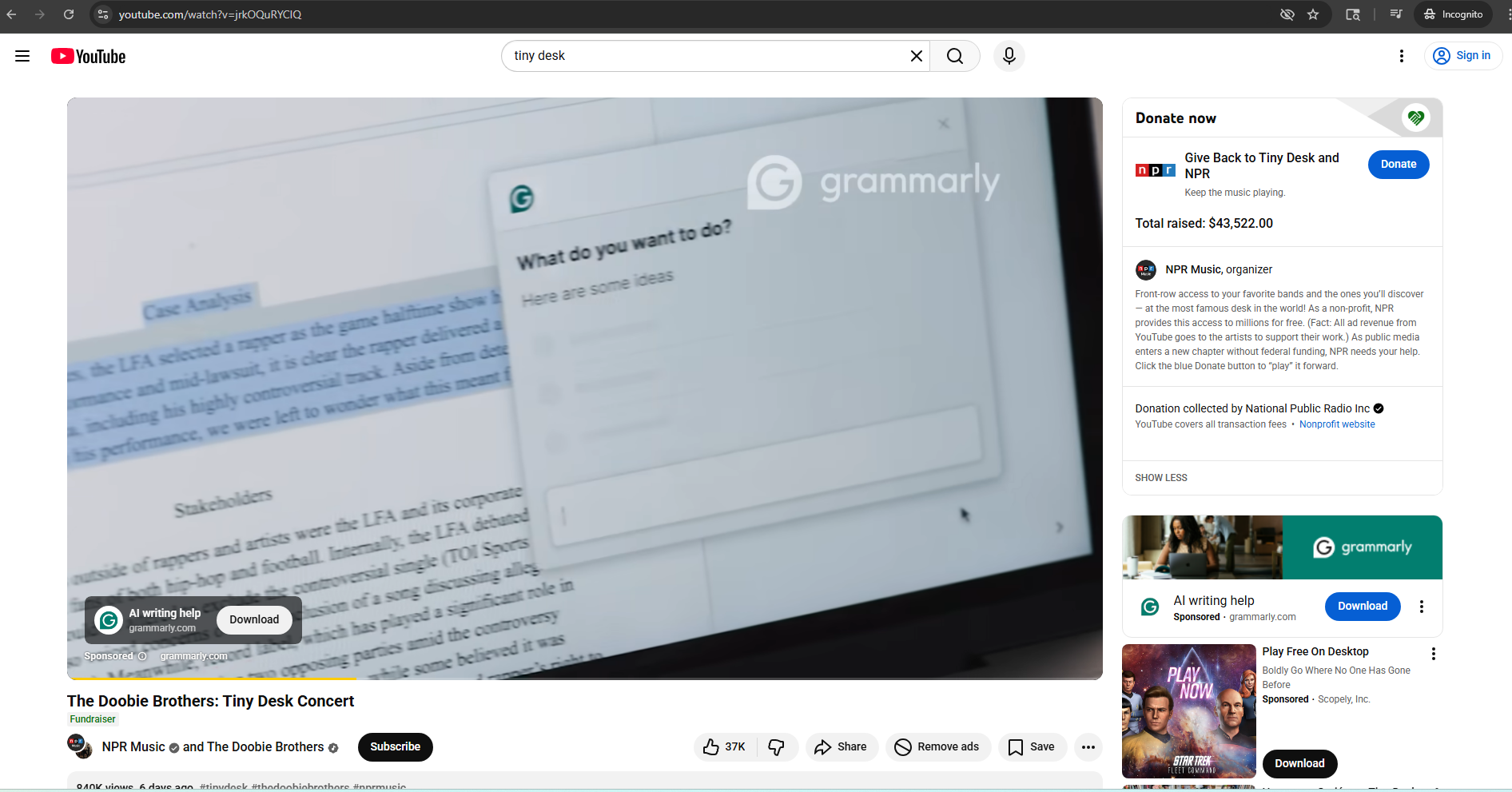 YouTube video ads roll in incognito mode