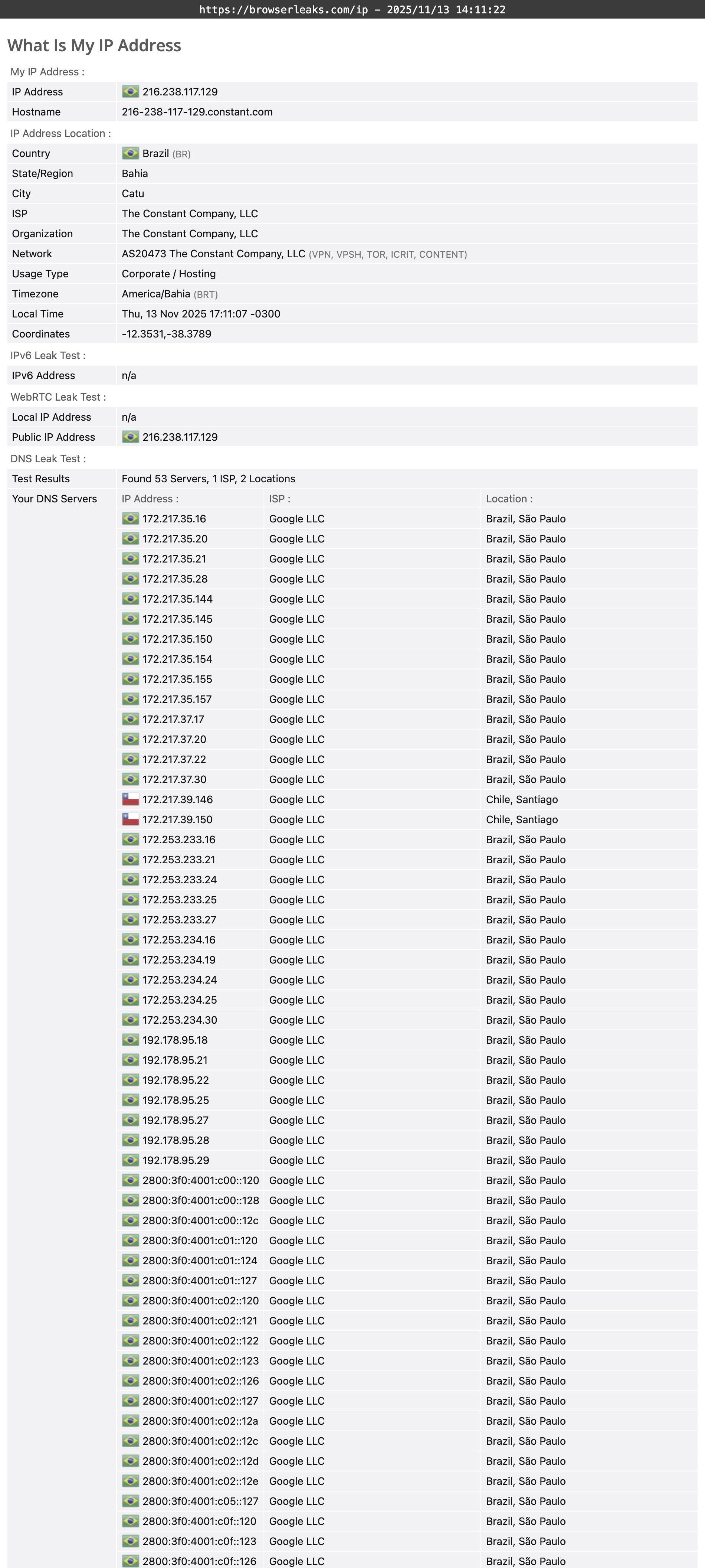 KeepSolid VPN Unlimited DNS leak test results (pass). 