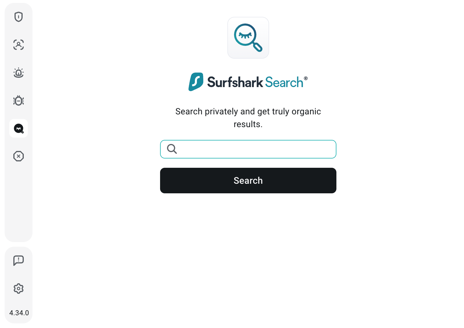 Surfshark dashboard open on Surfshark Search tab